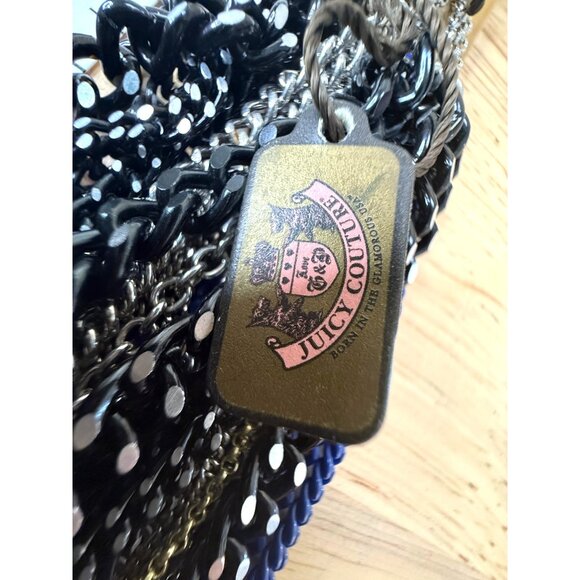 Juicy Couture Multi-Strand Statement Necklace W/ Blue Black & Silver Chains - Picture 11 of 12